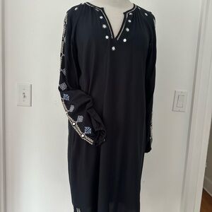Velvet Brand Navy Embroidered Bohemian Dress